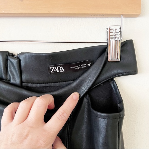 Zara Cut Out Faux Leather Flare Pants - Picture 8 of 10